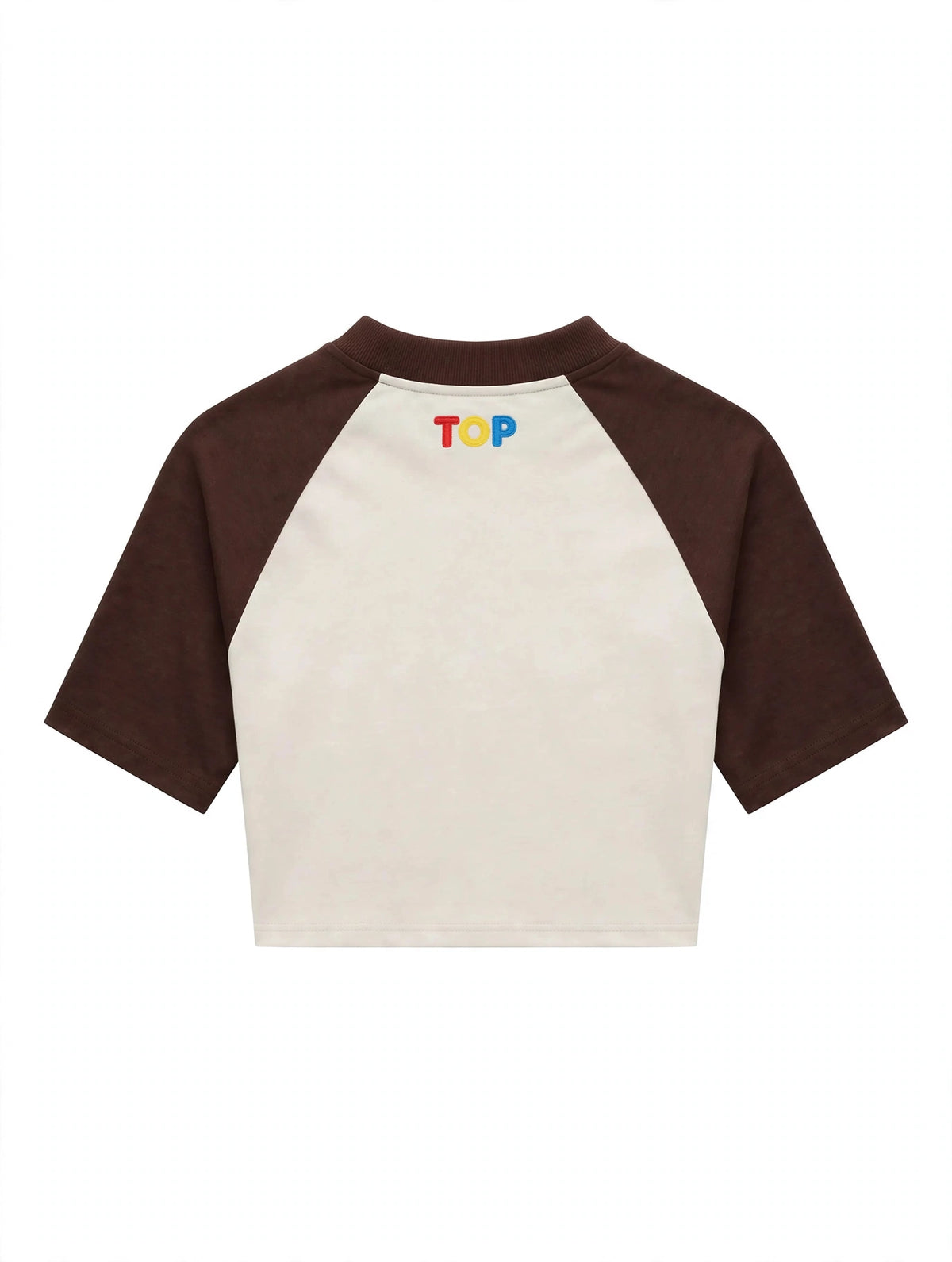 COLOR BLOCK RAGLAN APRICOT WITH COFFEE CROP TOP T-SHIRT