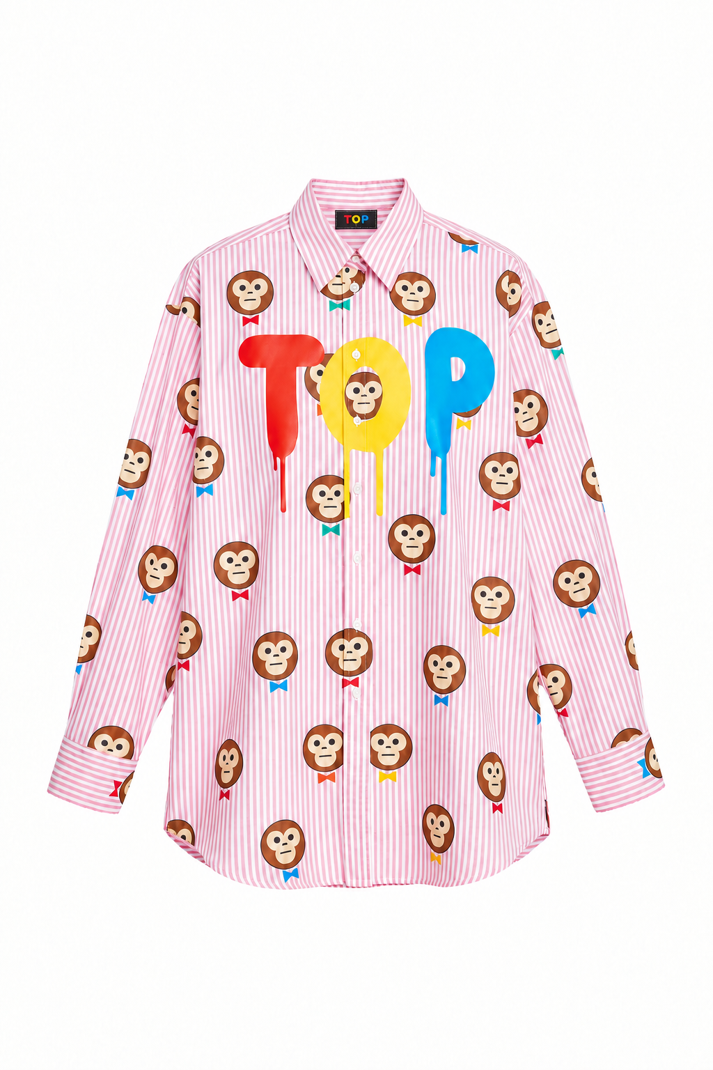 Red striped shirt with clean TOP neck tag