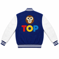 Royal Blue White Varsity Back Flat Lay