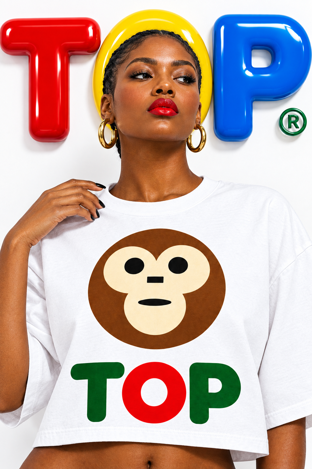 SA Model White Tee Hand Collar