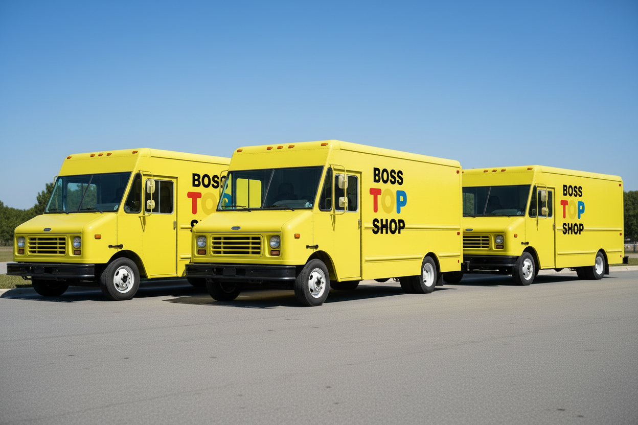 Three Trucks Lined Up Banner