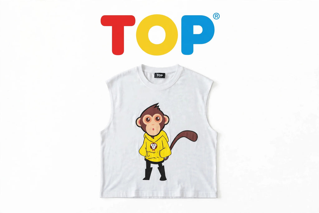 RELAXED SLEEVELESS CARTOON WHITE TANK TOP
