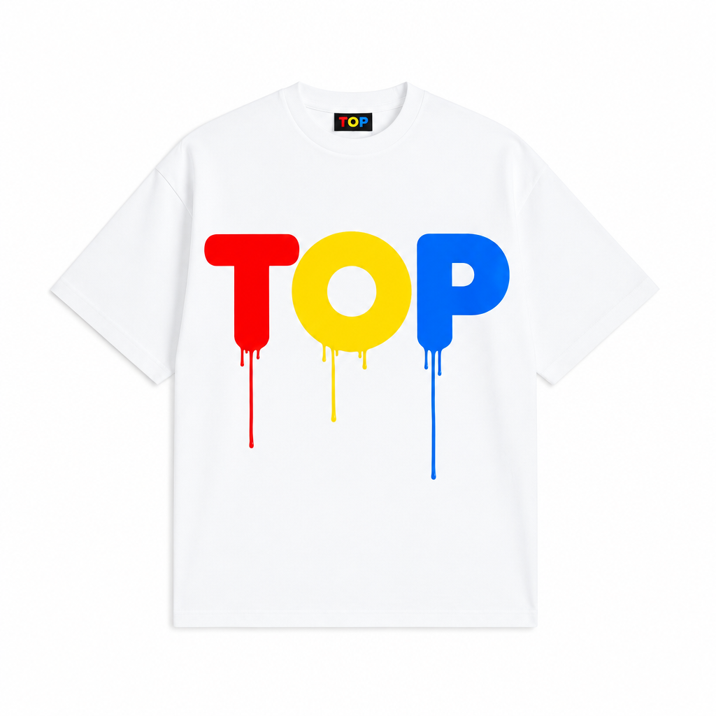 White Oversized Drip Tee Polished